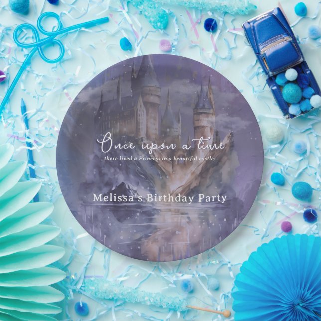 Plato De Papel Cumpleaños Princesa Castillo Azul (Fiesta)