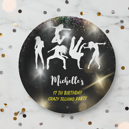 Plato De Papel Cumpleaños psicodélico tecno disco loco