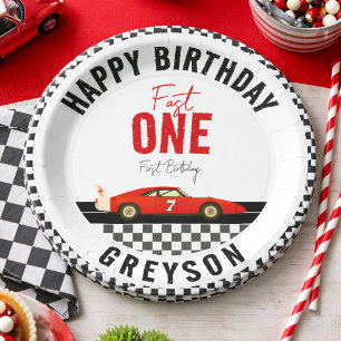 Plato De Papel Cumpleaños rápido de coche de carreras niño 1