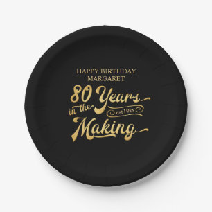 Plato De Papel Cumpleaños retro 80 años haciendo personalizado