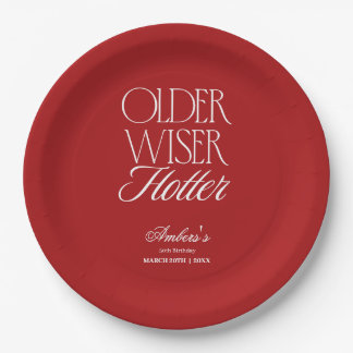 Plato De Papel Cumpleaños Rojo Mayor Más Sabia Más Caliente