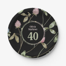 Cumpleaños Romántico Black Pink Clover Floral