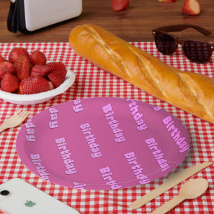 Plato De Papel Cumpleaños (rosa)