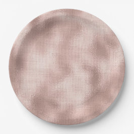 Plato De Papel Cumpleaños Rosa Dorado con Rubor