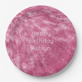 Plato De Papel Cumpleaños rosa Glitzy Sparkle