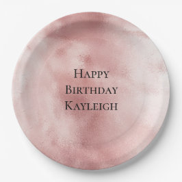 Plato De Papel Cumpleaños Rosa Rubor Femenino Glam