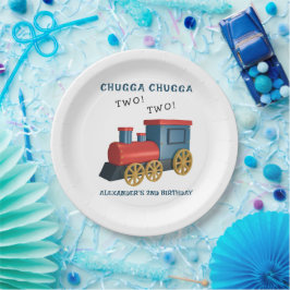 Plato De Papel Cumpleaños Segundo de Chugga Two Two Tren