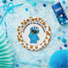 Plato De Papel Cumpleaños sencillo de Cookie Monster 1er