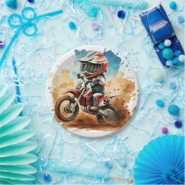 Plato De Papel Cumpleaños simple de la motocicleta Boho