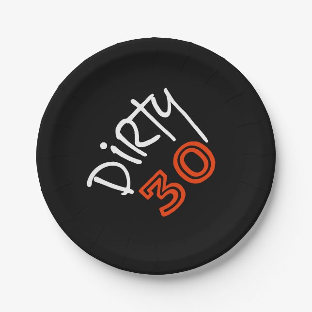 Plato De Papel Cumpleaños sucio 30 (Anverso)