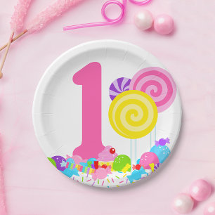 Plato De Papel Cumpleaños Sweet Candy Lollipop