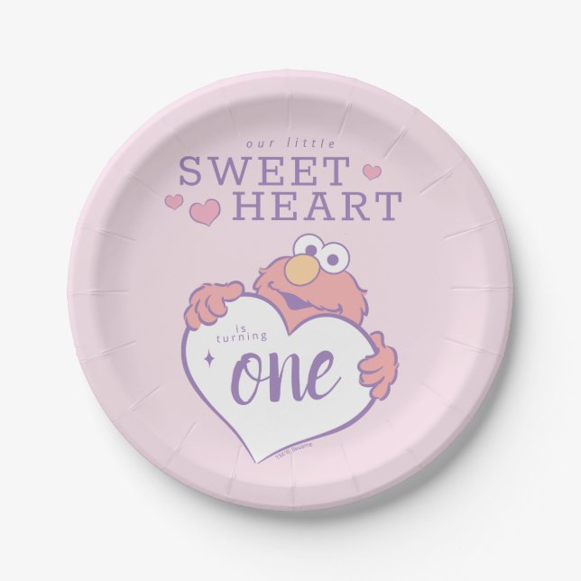 Plato De Papel Cumpleaños Sweetheart de Elmo (Anverso)
