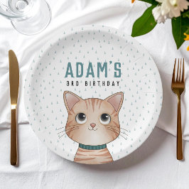 Plato De Papel Cumpleaños temática gatita para un adorable periód