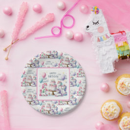 Plato De Papel Cumpleaños Temático de Unicornio