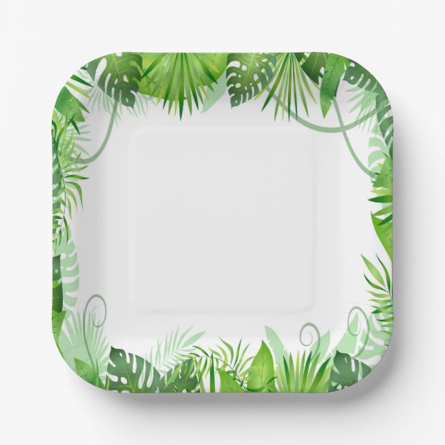 Plato De Papel Cumpleaños Tropical Wild One (Anverso)