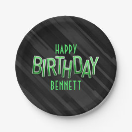 Plato De Papel Cumpleaños Verde para Adultos Modernos