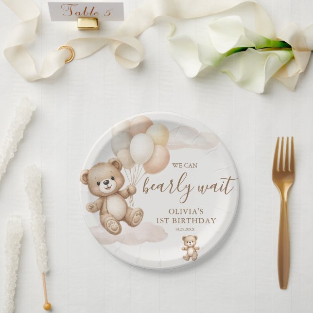 Plato De Papel Cumpleaños We Can Bearly Wait (Boda)