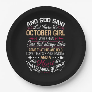 Plato De Papel Cumpleaños  Y Dios Dijo Que Haya Chica De Octubre