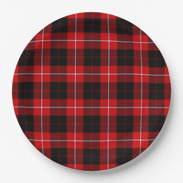 Plato De Papel Cunningham Tartan Red Black Plaid (Anverso)