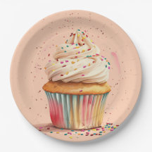 Cupcake Sprinkles Papel de cumpleaños Placa