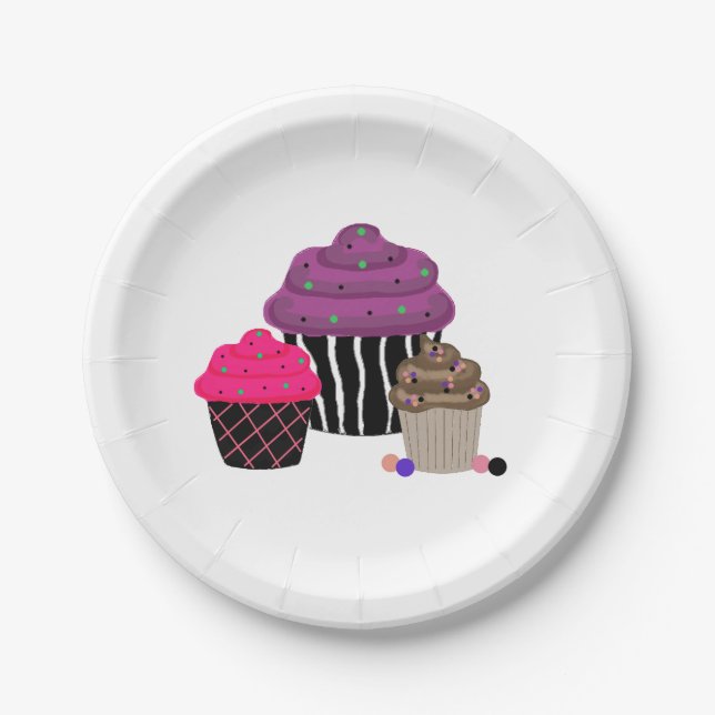 Plato De Papel Cupcakes Elegantes (Anverso)