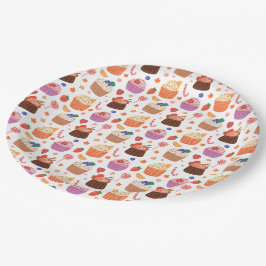 Plato De Papel Cupcakes Galletas y Caramelos