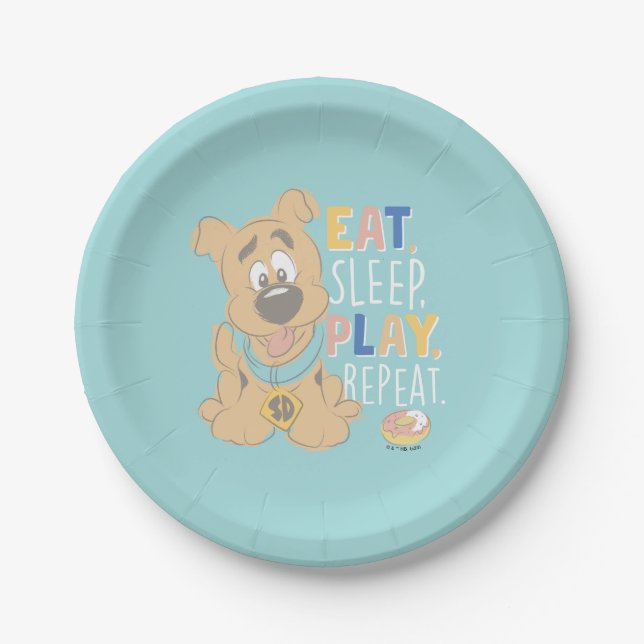 Plato De Papel Cuppy Scooby-Doo "Come, duerme, juega, repite" (Anverso)
