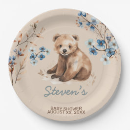 Plato De Papel Curado oso acuarela niño bebé invitación a ducha