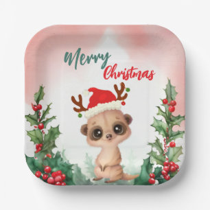 Plato De Papel Curado rojo Feliz Navidad Cachemira Santa Navidad 