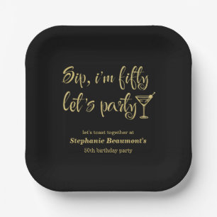 Plato De Papel Curioso trago moderno Soy el cumpleaños 50 de la m