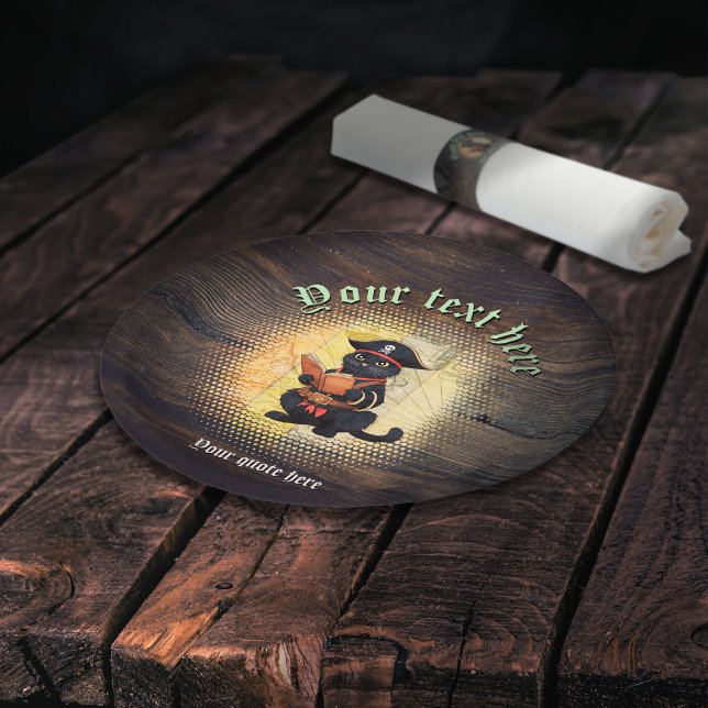 Plato De Papel Curiosos dictadores de gatos piratas misterios ant (Curious pirate cat deciphers ancient mysteries paper plate)