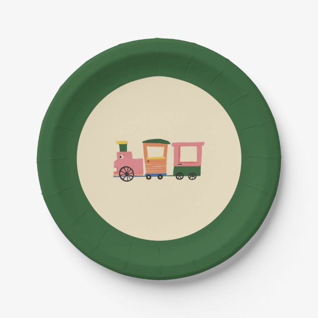 Plato De Papel Curte Choo-Choo Train Kids Birthday Fiesta Plate (Anverso)