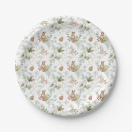 Plato De Papel Curte forestal de Fox Woodland Winter