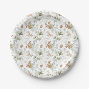 Plato De Papel Curte forestal de Fox Woodland Winter