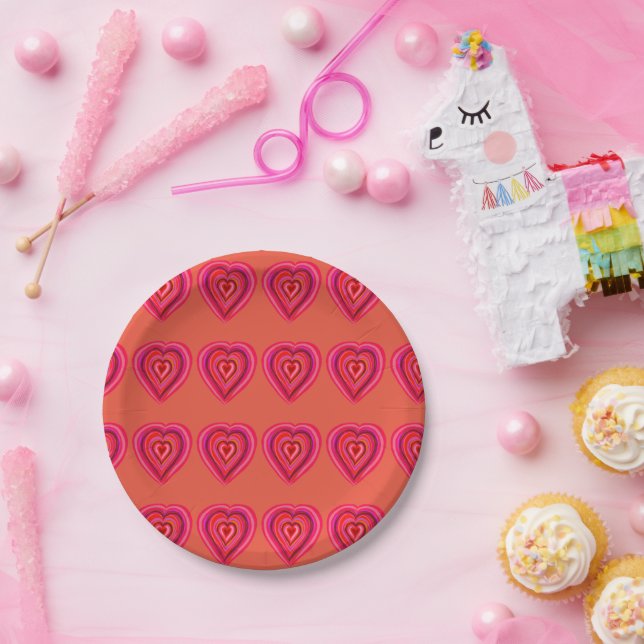 Plato De Papel Custodia De Papel Corazón (Fiesta)