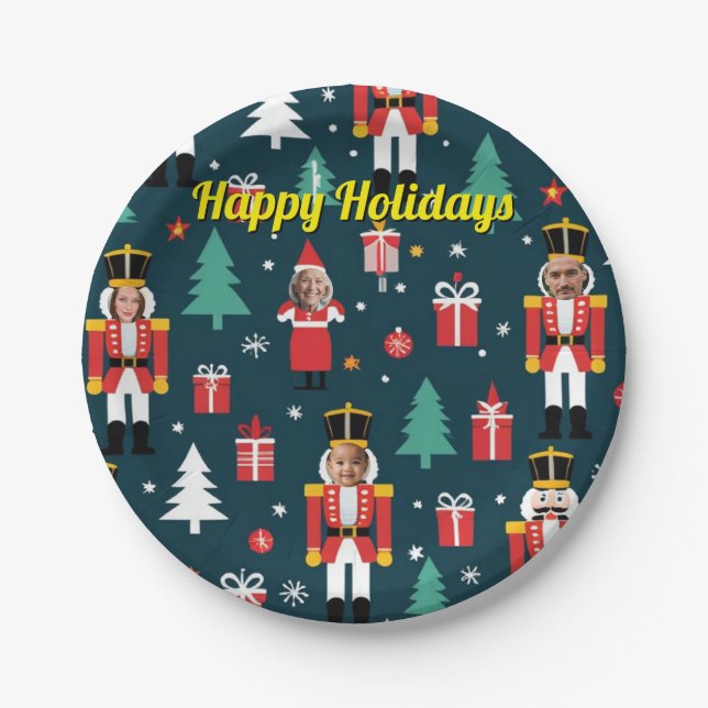 Plato De Papel custom 4 face photo Christmas nutcracker (Anverso)