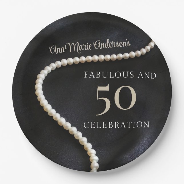 Plato De Papel Custom Black 50 and Fabulous (Anverso)