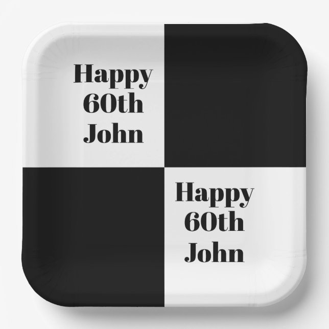 Plato De Papel Custom Black Checkered  (Anverso)