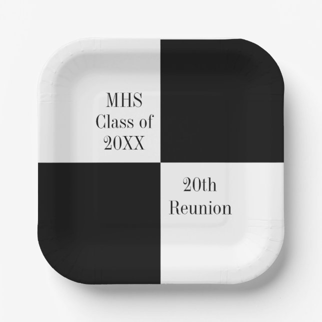 Plato De Papel Custom Black Checkered Class Reunion (Anverso)