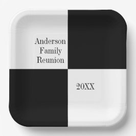 Plato De Papel Custom Black Checkered Family Reunion