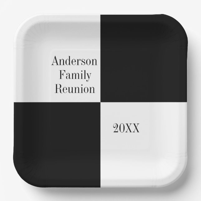 Plato De Papel Custom Black Checkered Family Reunion (Anverso)
