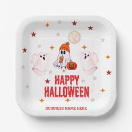 Plato De Papel Custom Business Name, Text & Ghost Halloween