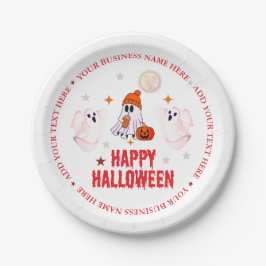 Plato De Papel Custom Business Name, Text & Ghost Halloween