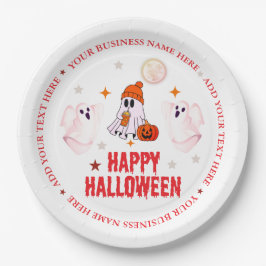 Plato De Papel Custom Business Name, Text & Ghost Halloween