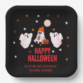 Plato De Papel Custom Business Name, Text & Ghost Halloween