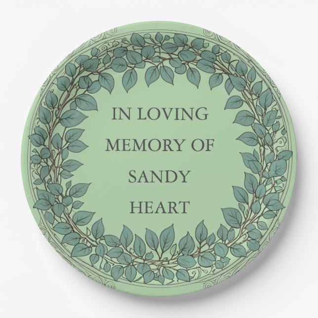 Plato De Papel Custom Eucalyptus Funeral – Elegant Memorial (Anverso)