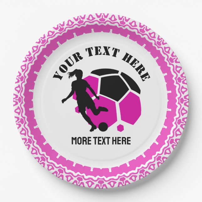 Plato De Papel Custom Football Girl kid's Football Birthday Party (Anverso)