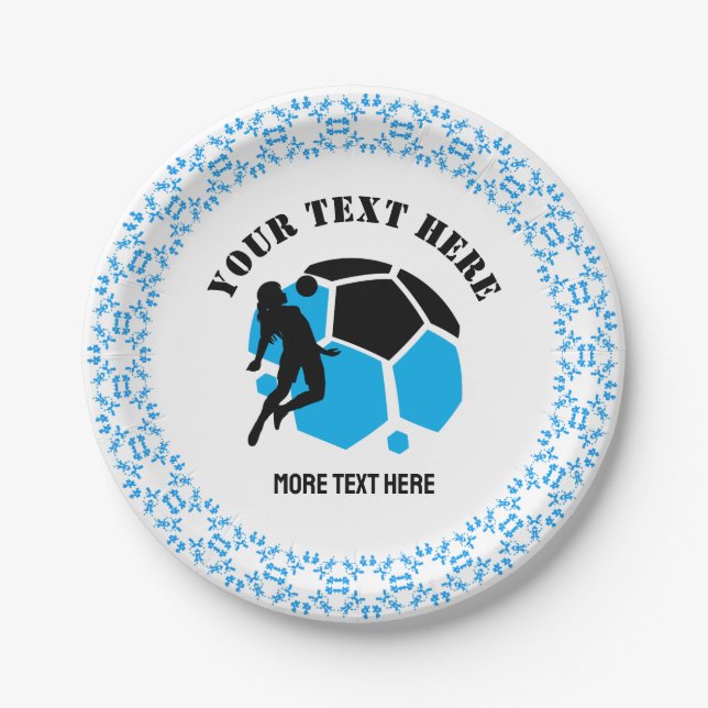 Plato De Papel Custom Football Girl kid's Football Birthday Party (Anverso)