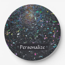 Plato De Papel Custom Iridescent Abstract Stained Glass Pattern