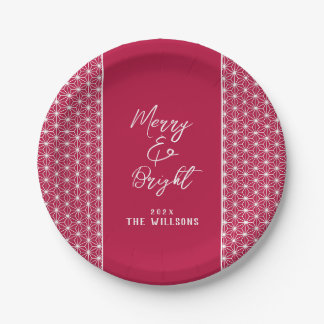 Plato De Papel Custom Japandi Christmas Paper Plate – Asanoha